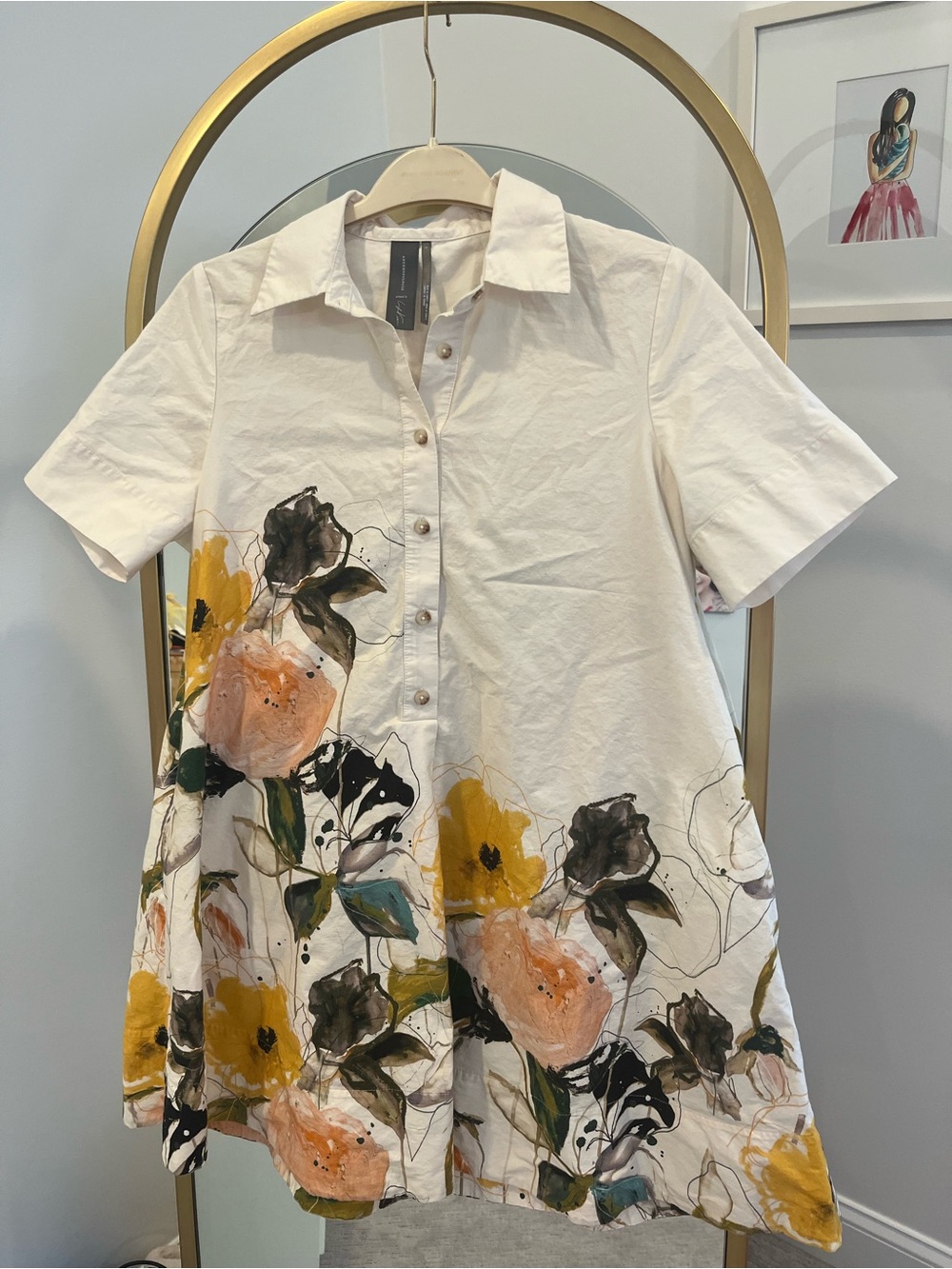 Anthropologie Short Sleeve Swing Tunic Mini Dress - Picture 2 of 4